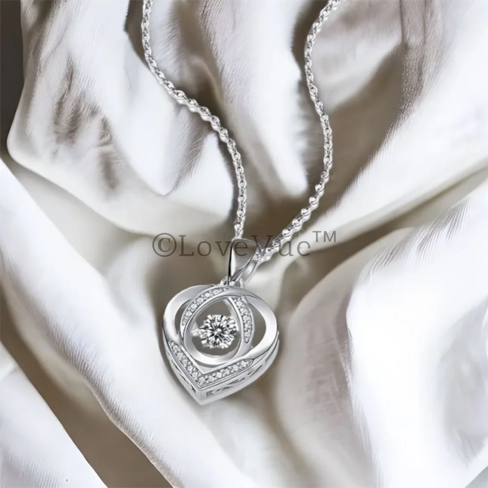 Certified 1/2ct. t.w. Diamond Dancing Heart Love Knot Brilliant Cut Necklace - Picture 5 of 15